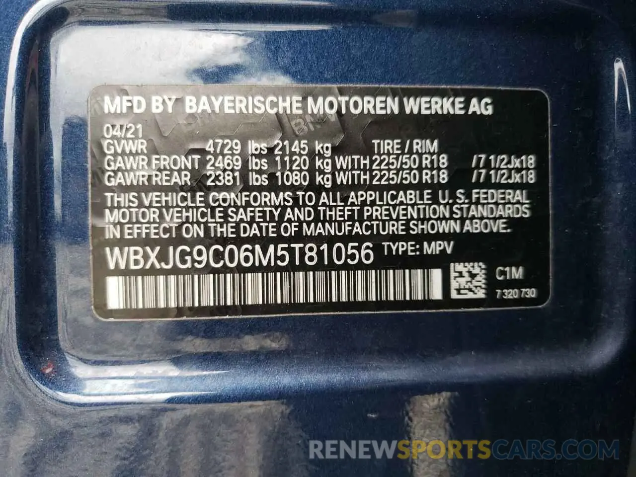 13 Photograph of a damaged car WBXJG9C06M5T81056 BMW X1 2021