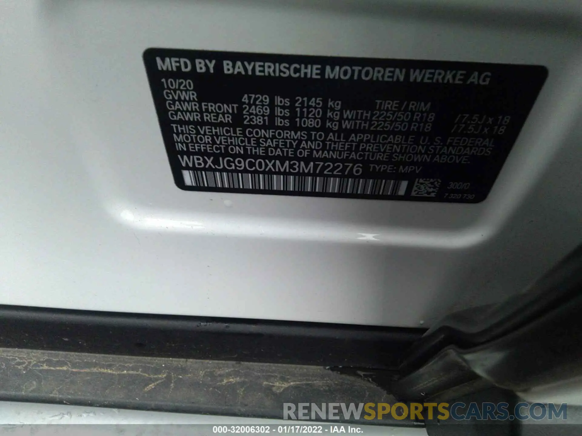 9 Photograph of a damaged car WBXJG9C0XM3M72276 BMW X1 2021