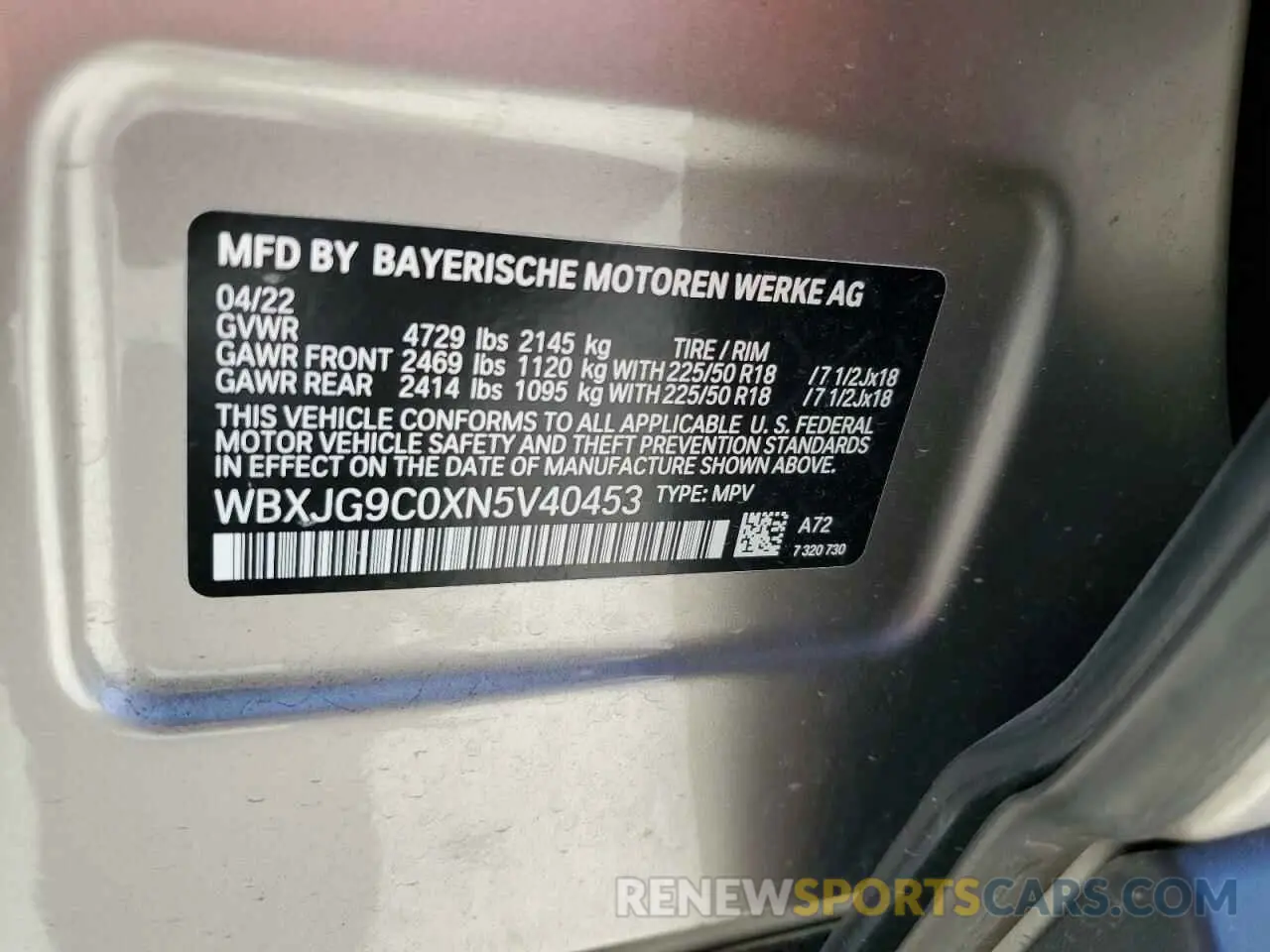 14 Photograph of a damaged car WBXJG9C0XN5V40453 BMW X1 2022