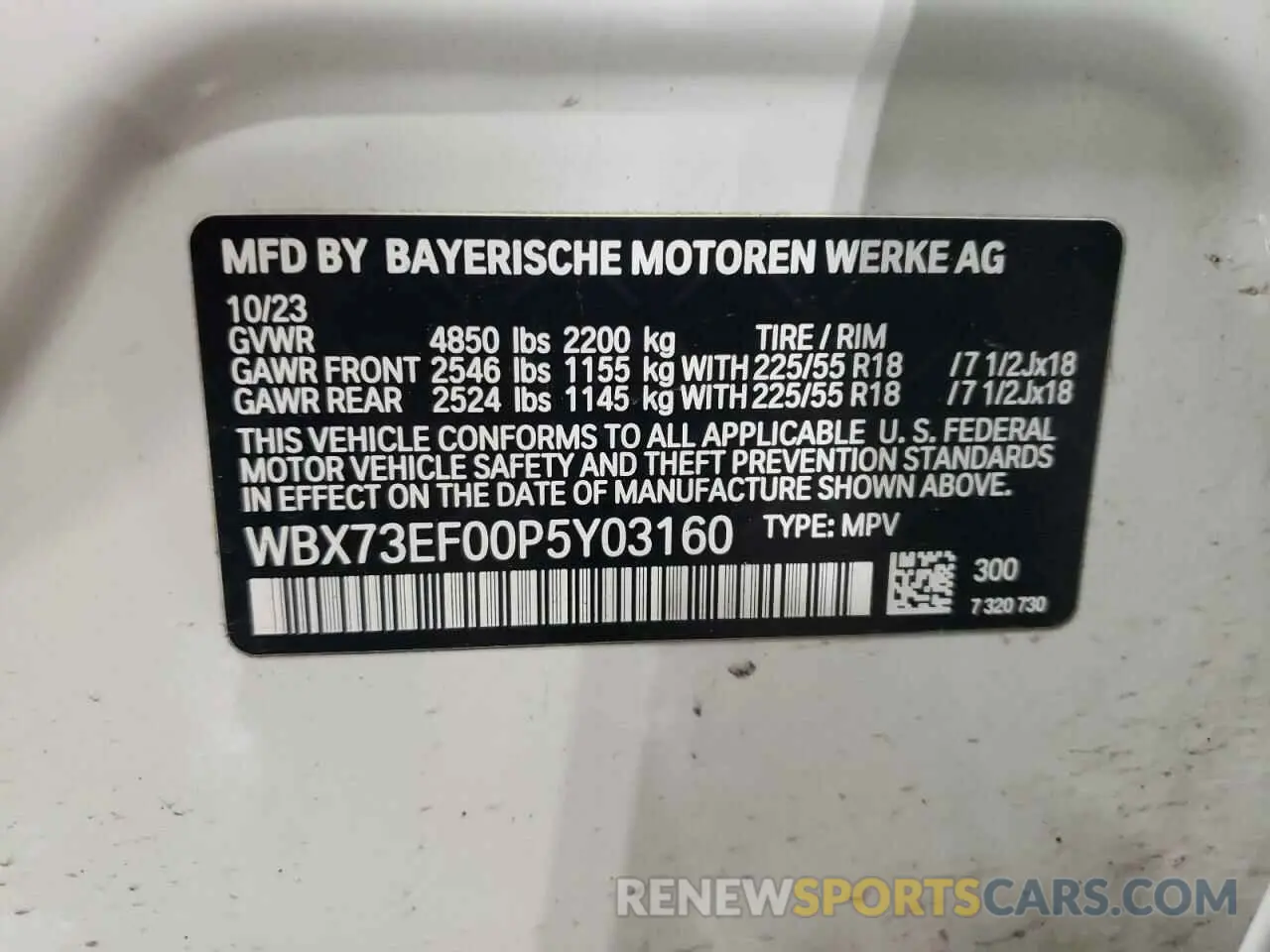 14 Photograph of a damaged car WBX73EF00P5Y03160 BMW X1 2023