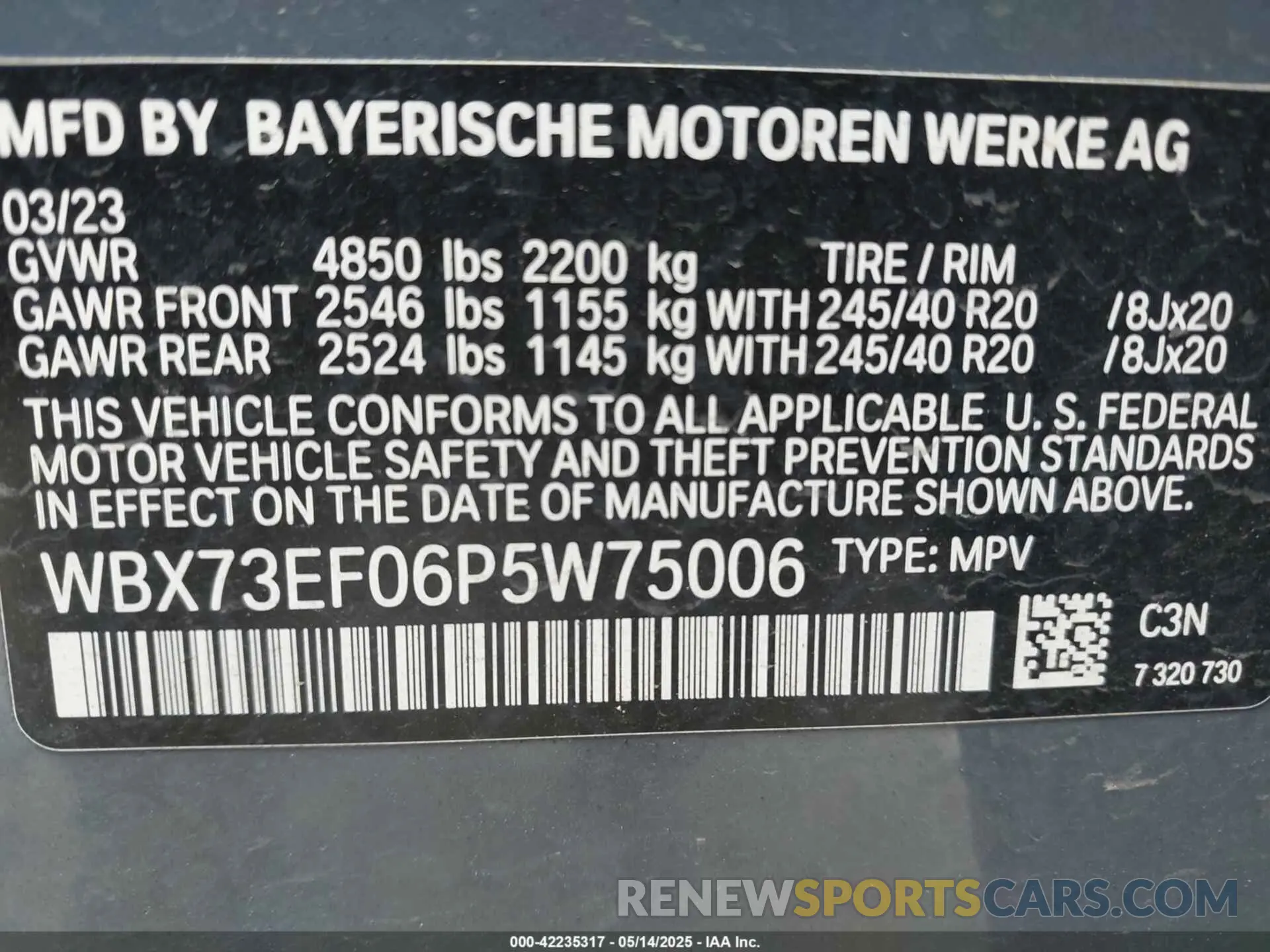 9 Photograph of a damaged car WBX73EF06P5W75006 BMW X1 2023