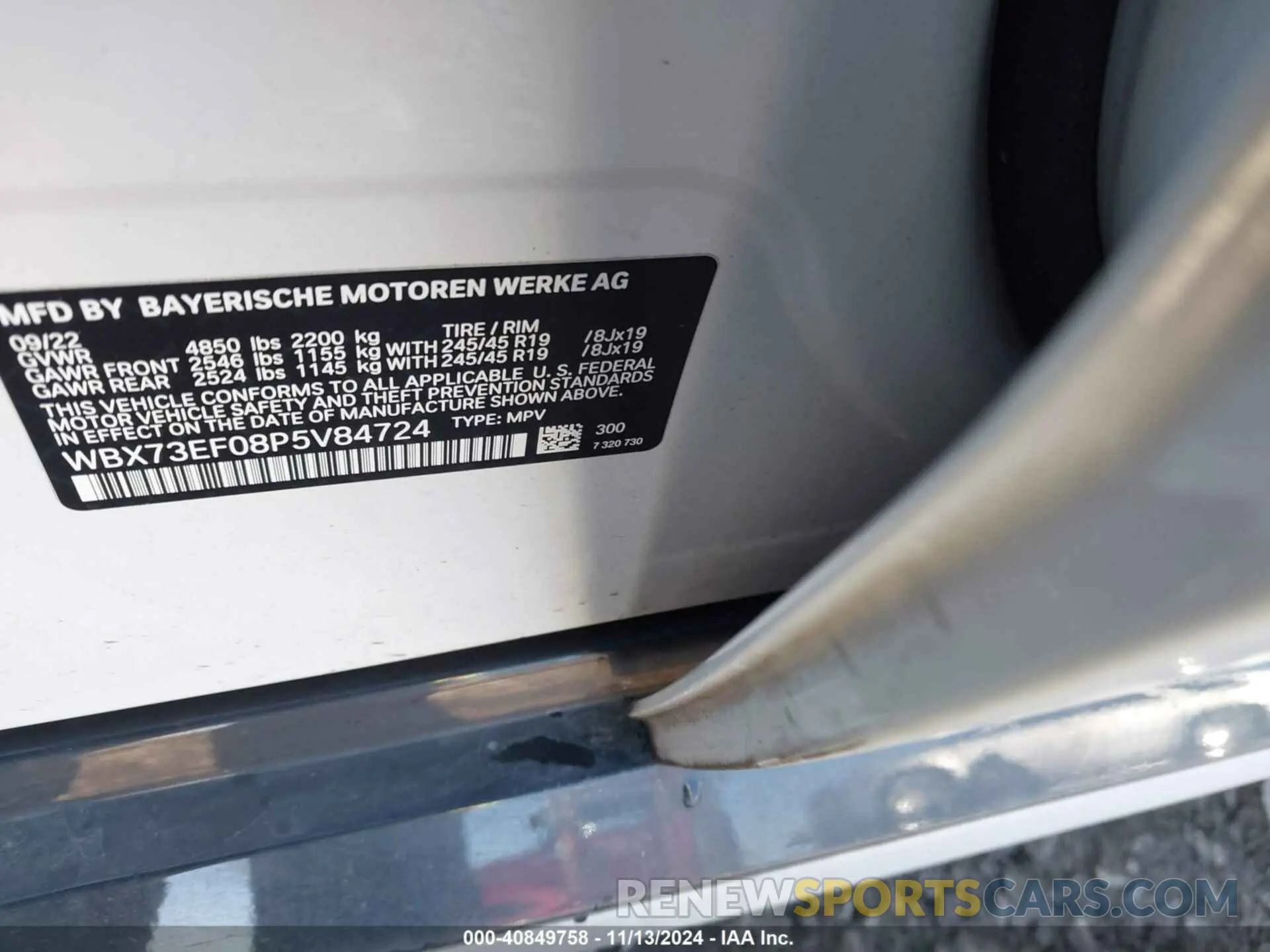 9 Фотография поврежденного автомобиля WBX73EF08P5V84724 BMW X1 2023