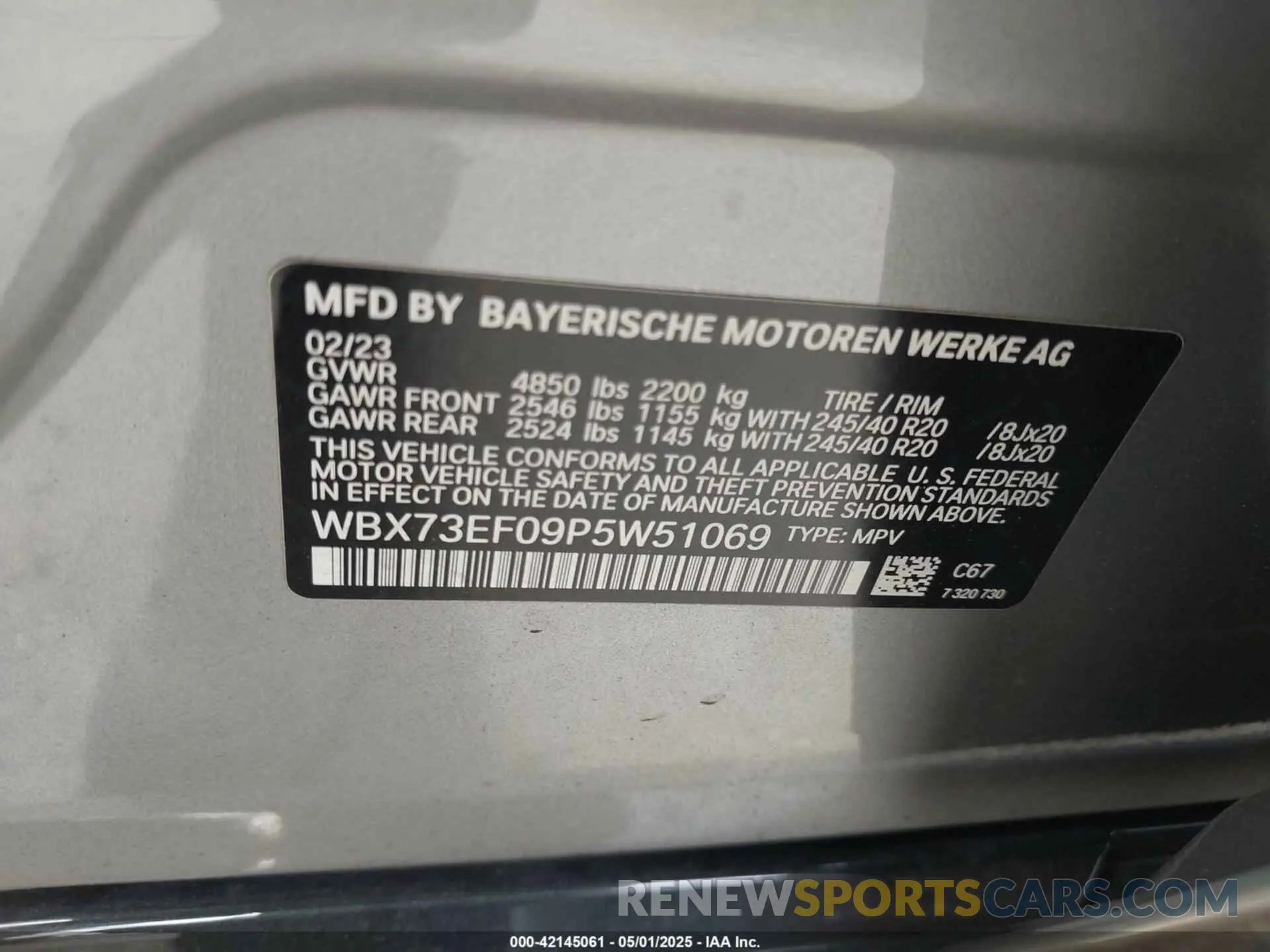 9 Фотография поврежденного автомобиля WBX73EF09P5W51069 BMW X1 2023