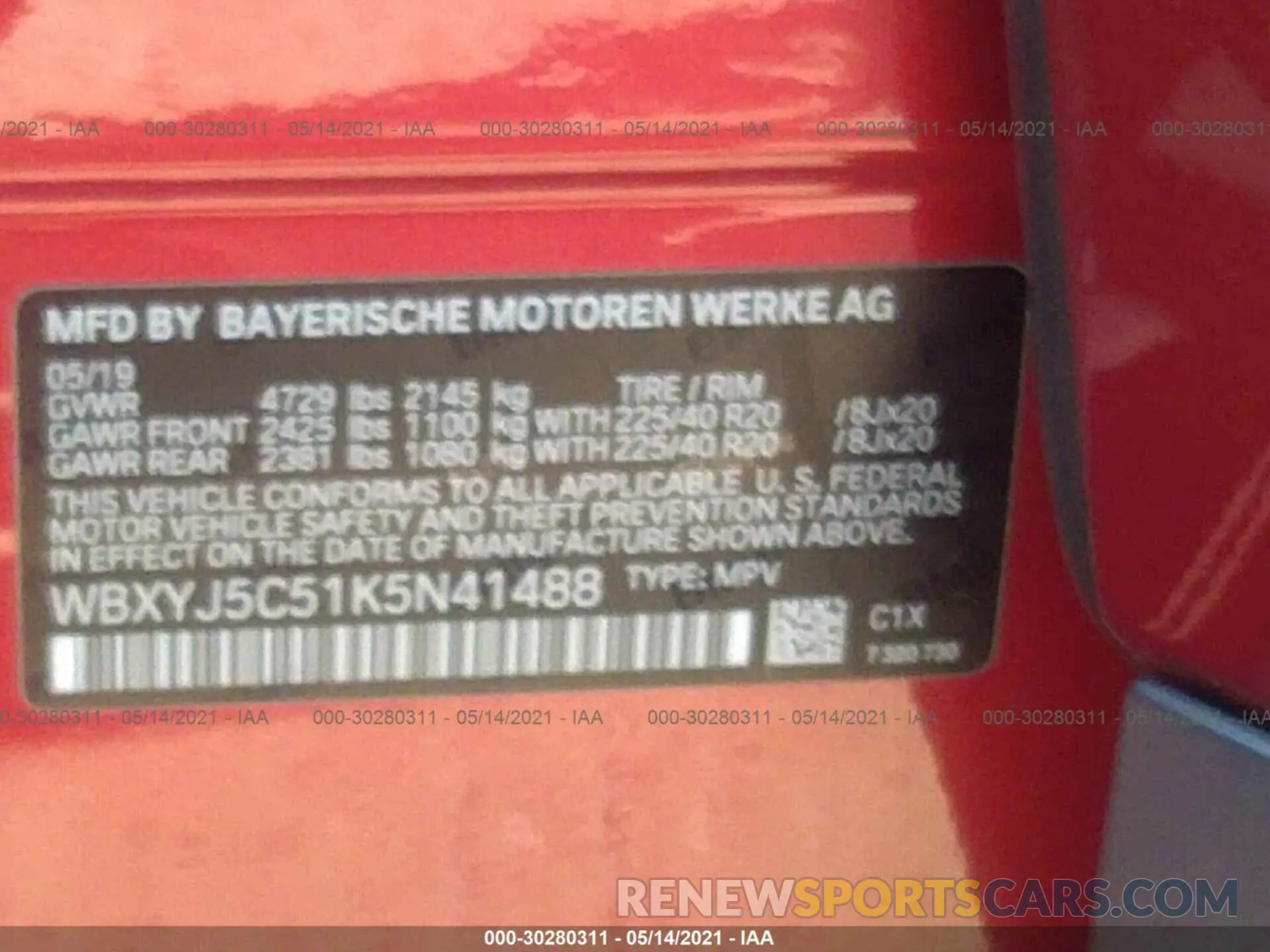 9 Photograph of a damaged car WBXYJ5C51K5N41488 BMW X2 2019