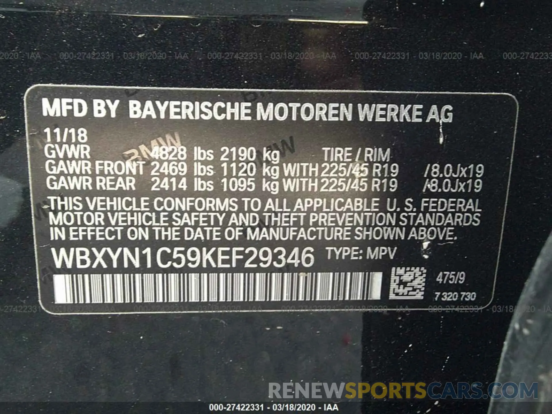 9 Photograph of a damaged car WBXYN1C59KEF29346 BMW X2 2019