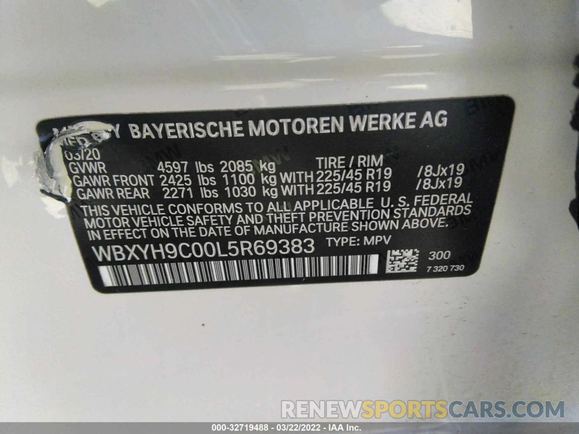 9 Photograph of a damaged car WBXYH9C00L5R69383 BMW X2 2020