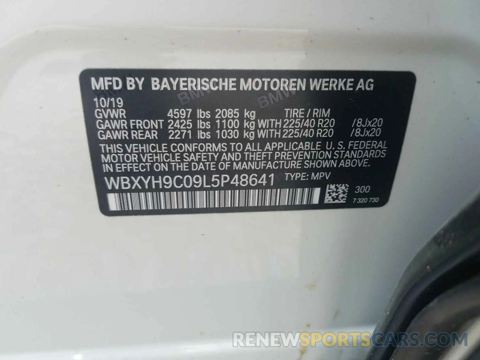 10 Photograph of a damaged car WBXYH9C09L5P48641 BMW X2 2020