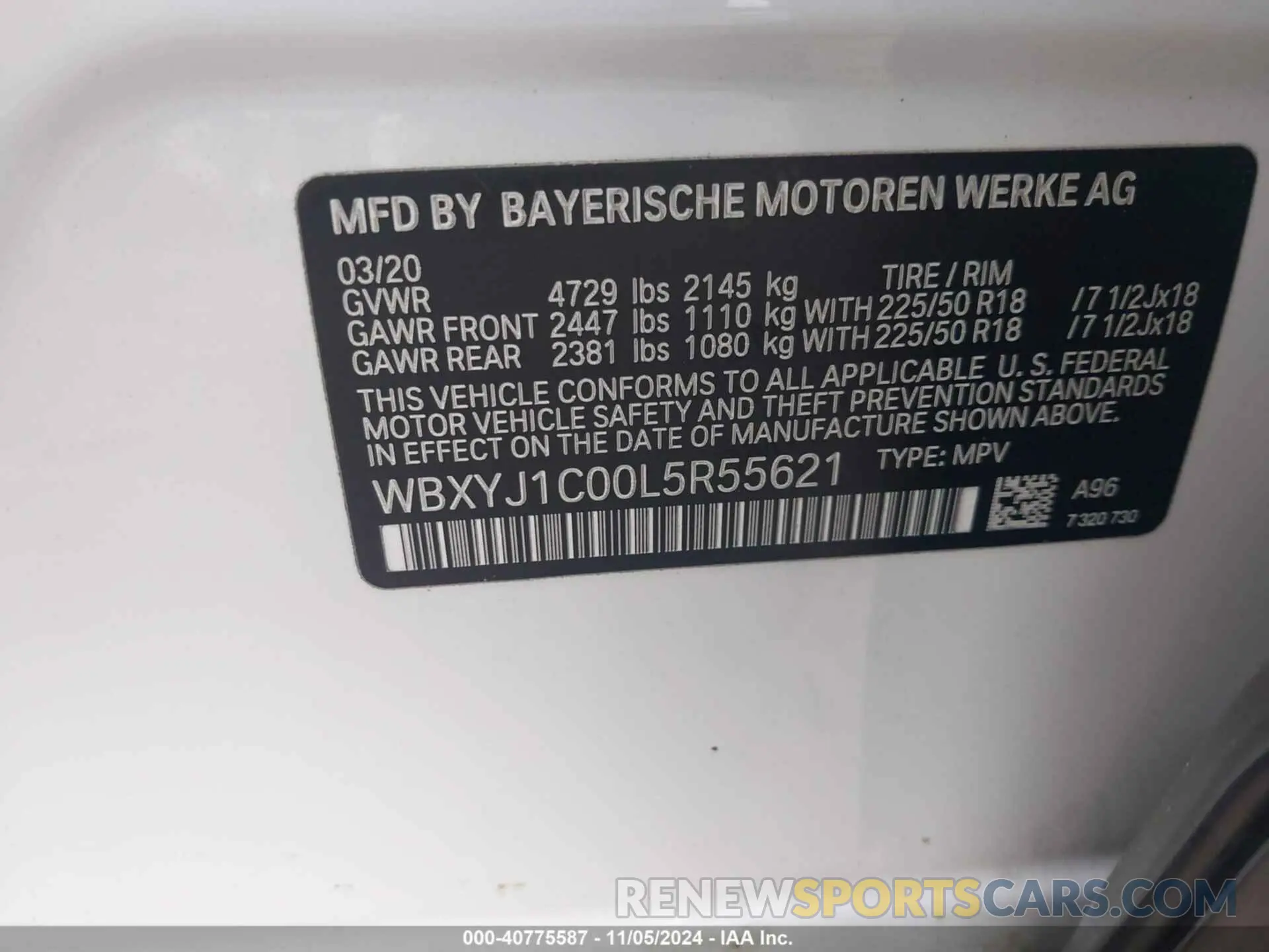 9 Фотография поврежденного автомобиля WBXYJ1C00L5R55621 BMW X2 2020