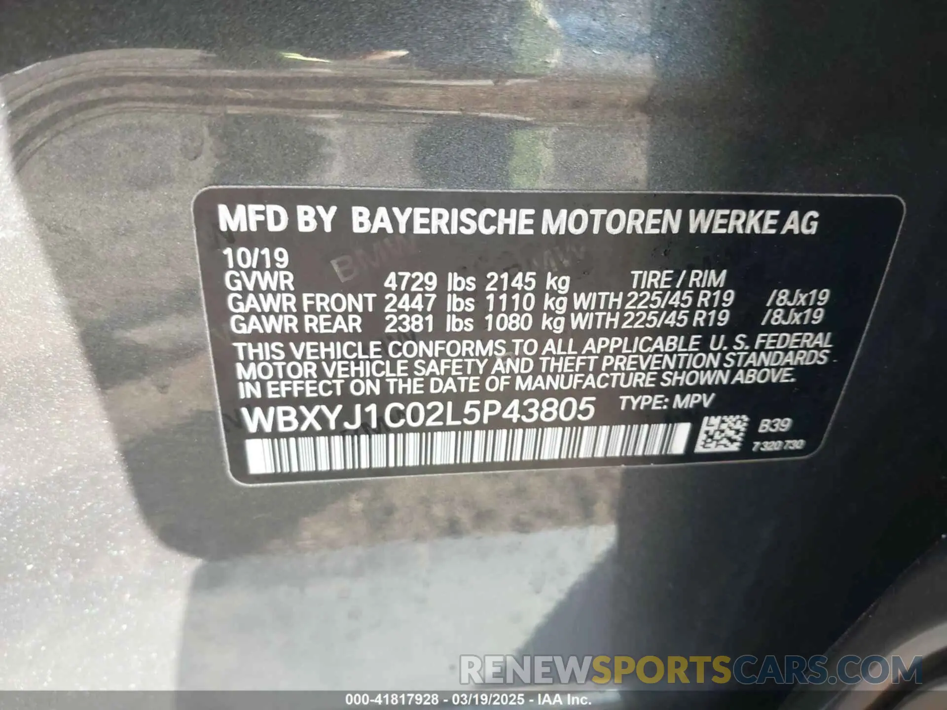 9 Фотография поврежденного автомобиля WBXYJ1C02L5P43805 BMW X2 2020