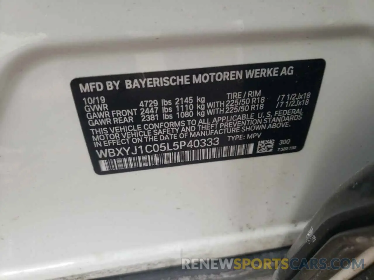 10 Photograph of a damaged car WBXYJ1C05L5P40333 BMW X2 2020