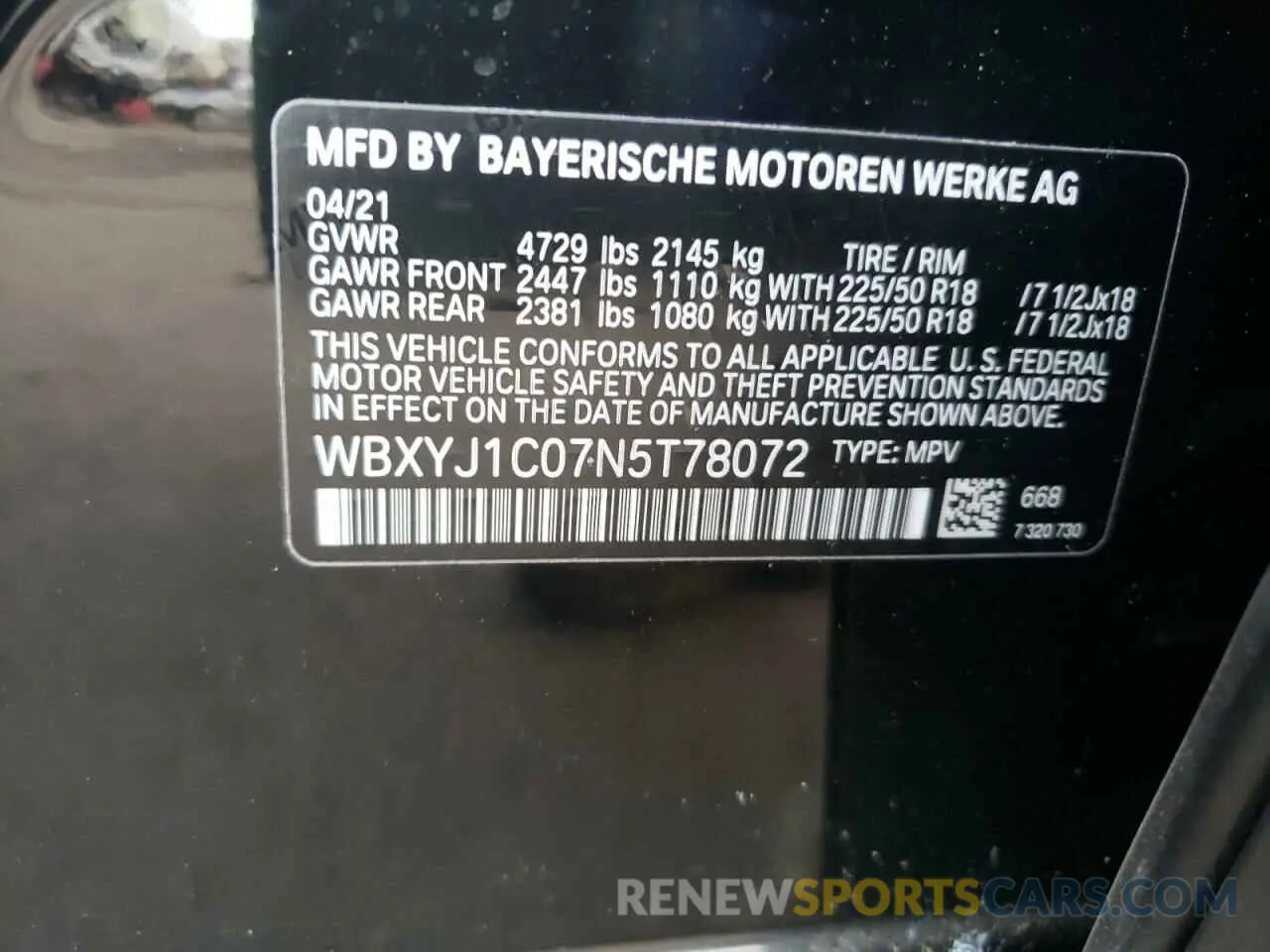 10 Photograph of a damaged car WBXYJ1C07N5T78072 BMW X2 2022