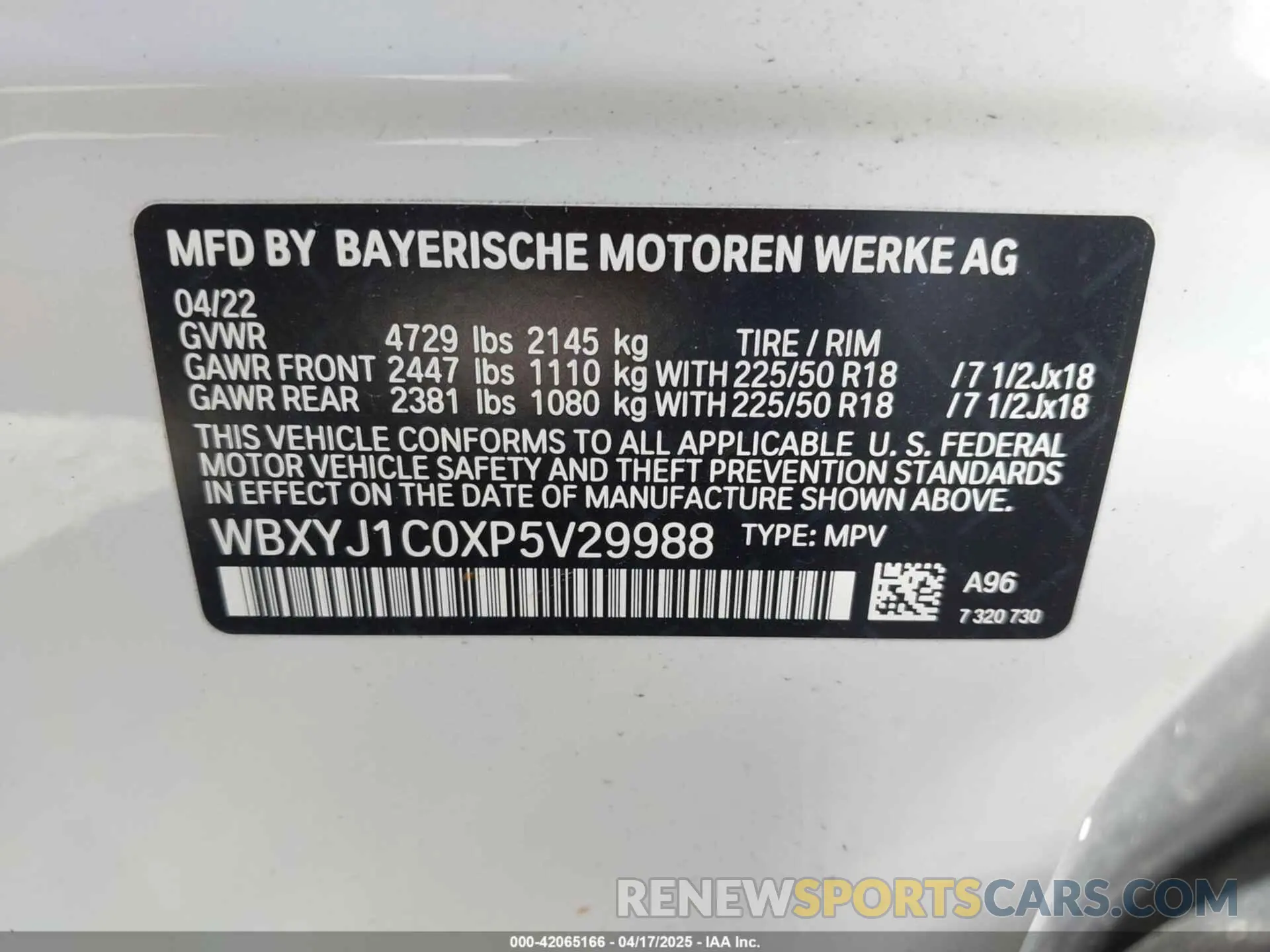 9 Photograph of a damaged car WBXYJ1C0XP5V29988 BMW X2 2023
