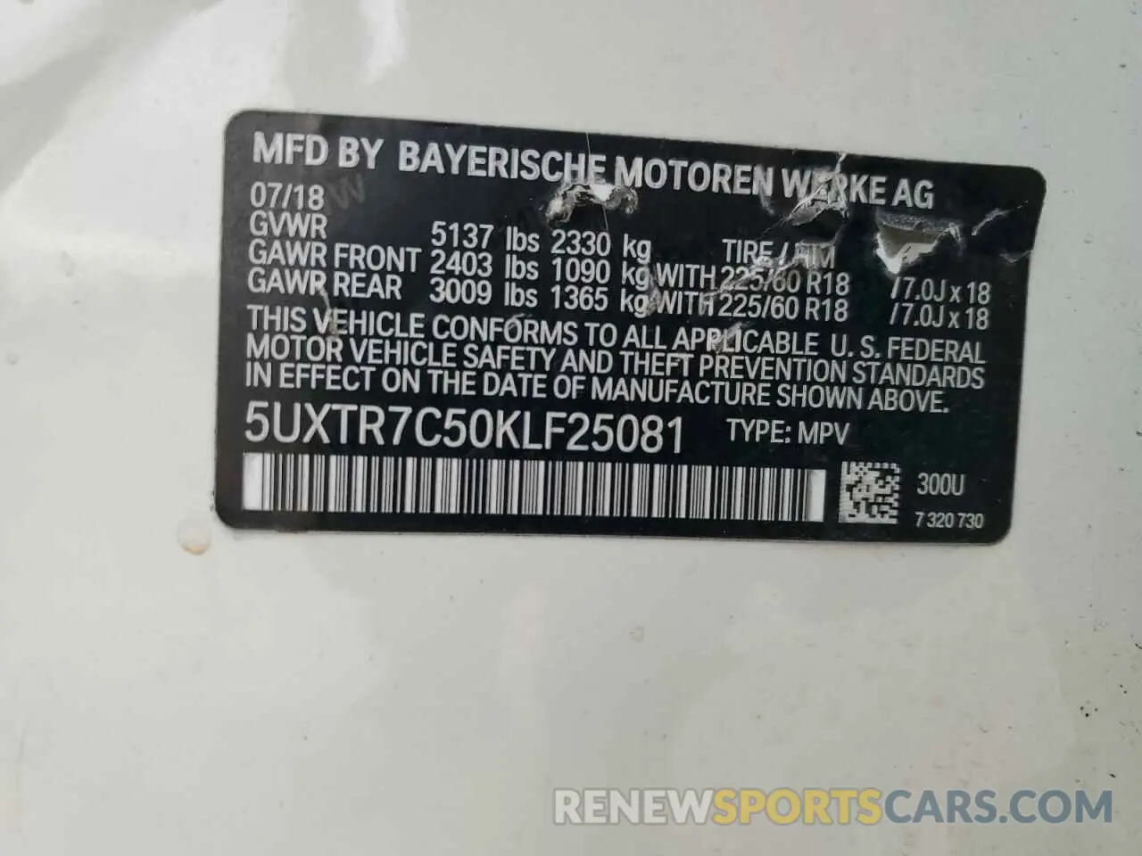 13 Фотография поврежденного автомобиля 5UXTR7C50KLF25081 BMW X3 2019