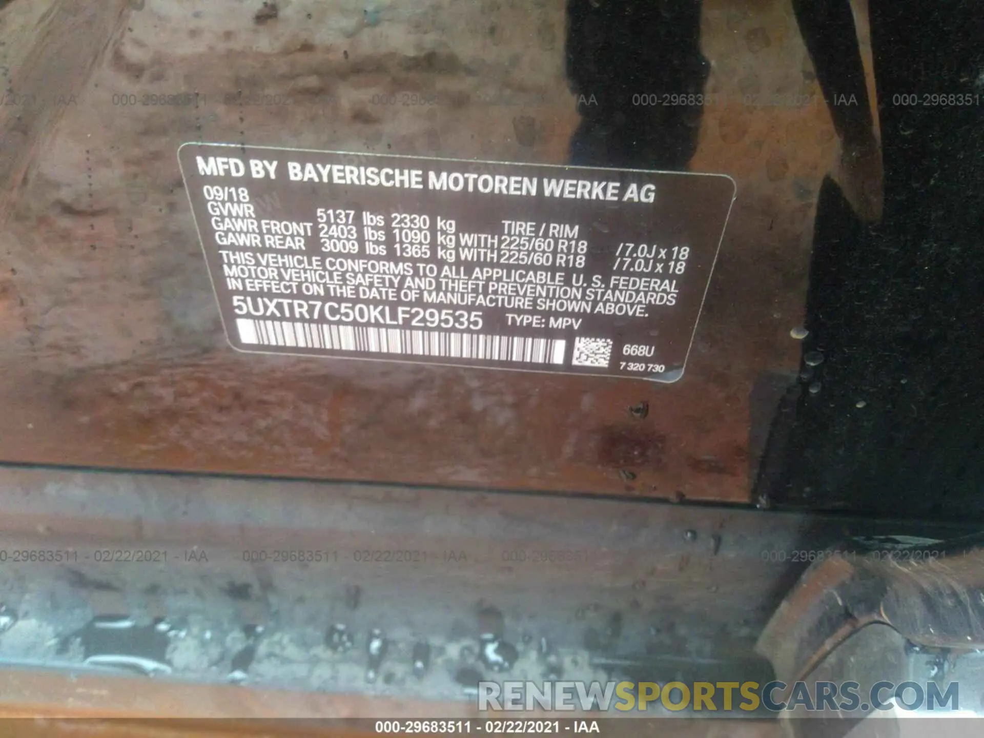 9 Фотография поврежденного автомобиля 5UXTR7C50KLF29535 BMW X3 2019