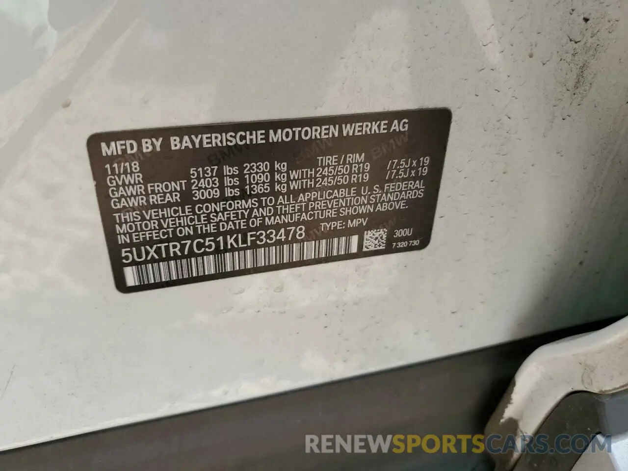 14 Фотография поврежденного автомобиля 5UXTR7C51KLF33478 BMW X3 2019