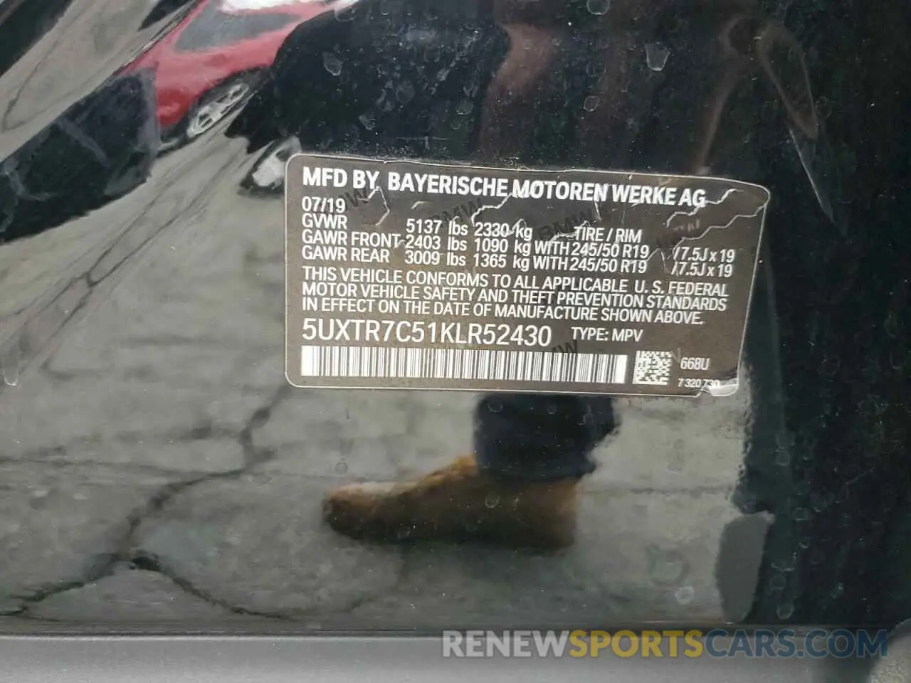 13 Фотография поврежденного автомобиля 5UXTR7C51KLR52430 BMW X3 2019