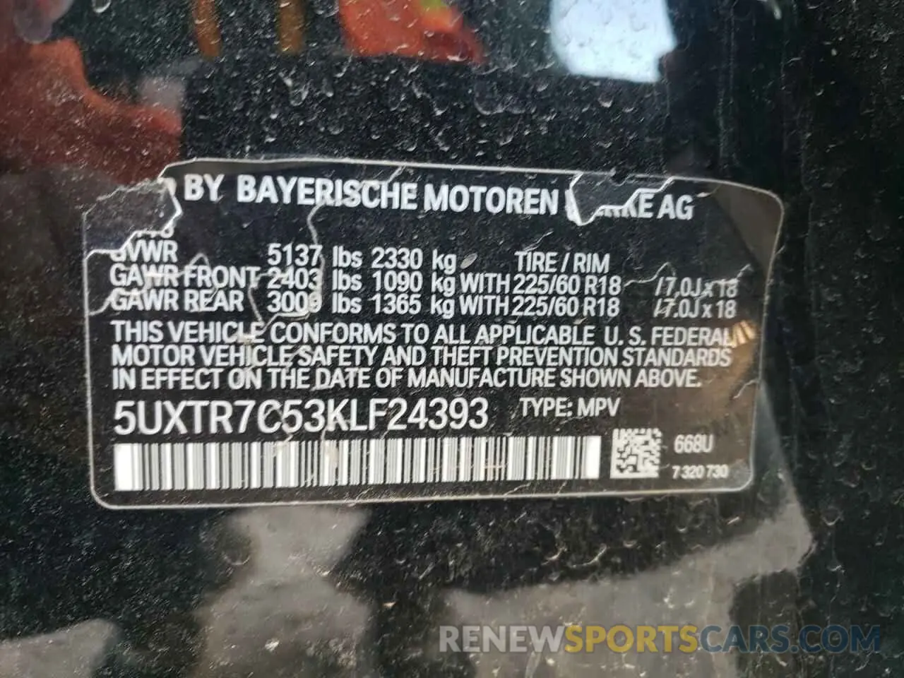 16 Фотография поврежденного автомобиля 5UXTR7C53KLF24393 BMW X3 2019