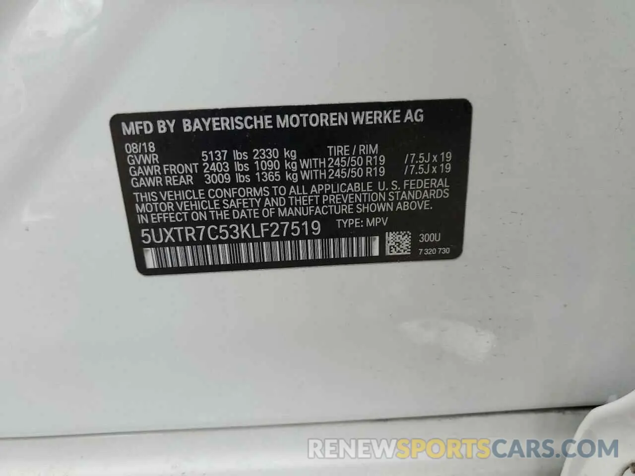 13 Фотография поврежденного автомобиля 5UXTR7C53KLF27519 BMW X3 2019