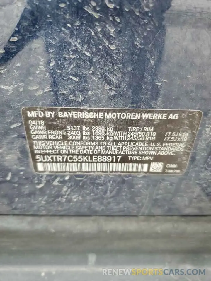 14 Photograph of a damaged car 5UXTR7C55KLE88917 BMW X3 2019