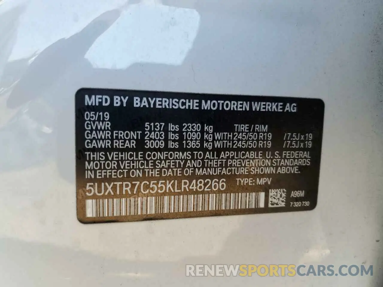 13 Фотография поврежденного автомобиля 5UXTR7C55KLR48266 BMW X3 2019