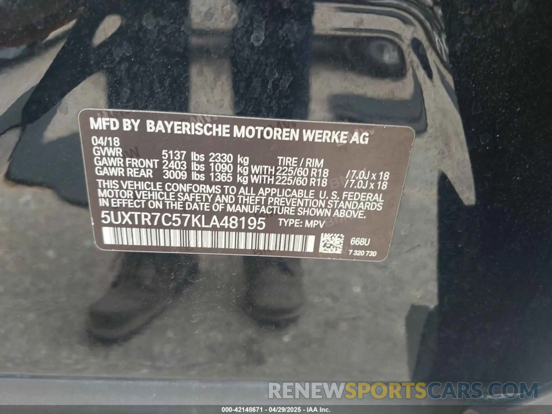 9 Фотография поврежденного автомобиля 5UXTR7C57KLA48195 BMW X3 2019