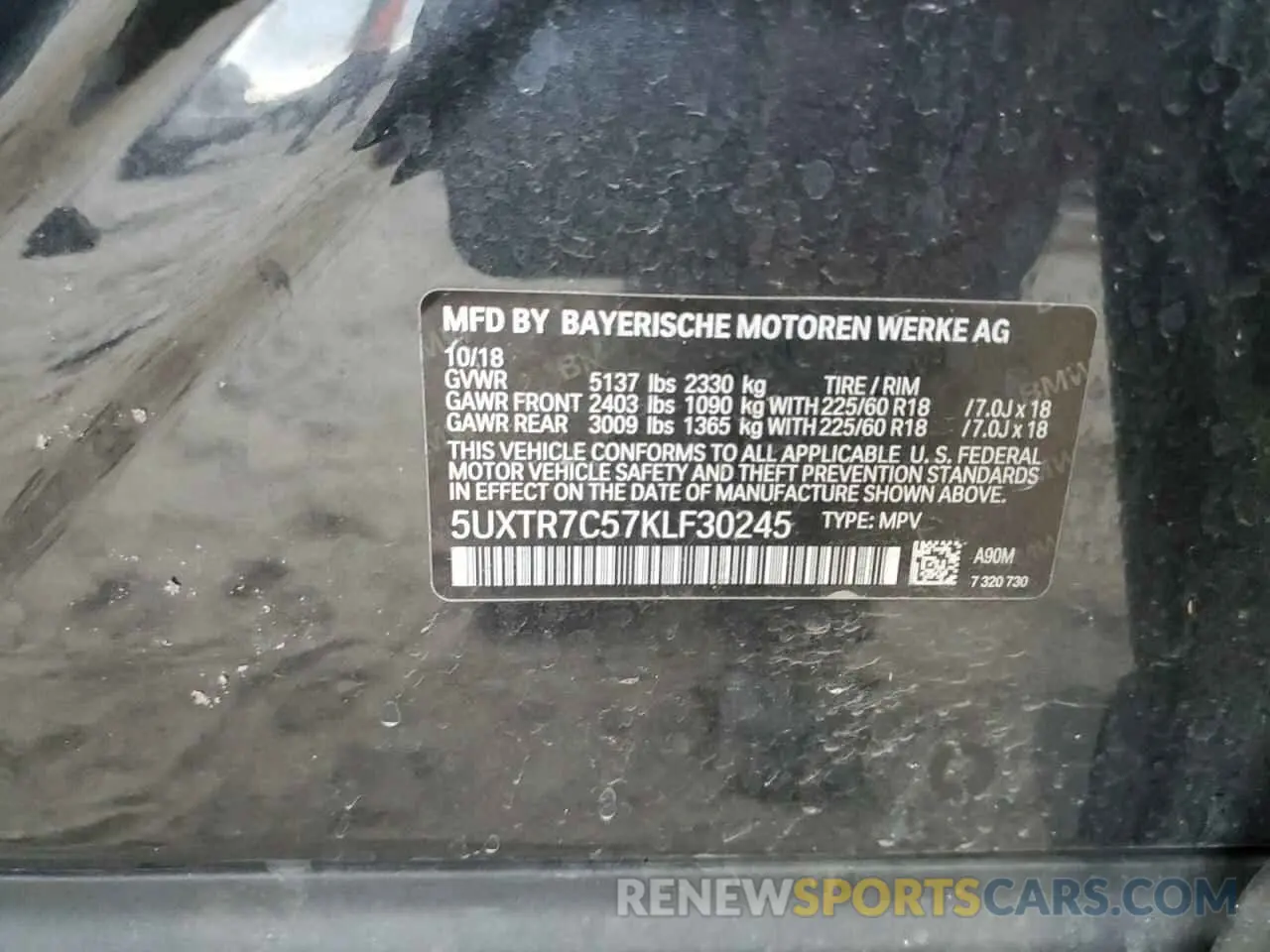 13 Фотография поврежденного автомобиля 5UXTR7C57KLF30245 BMW X3 2019