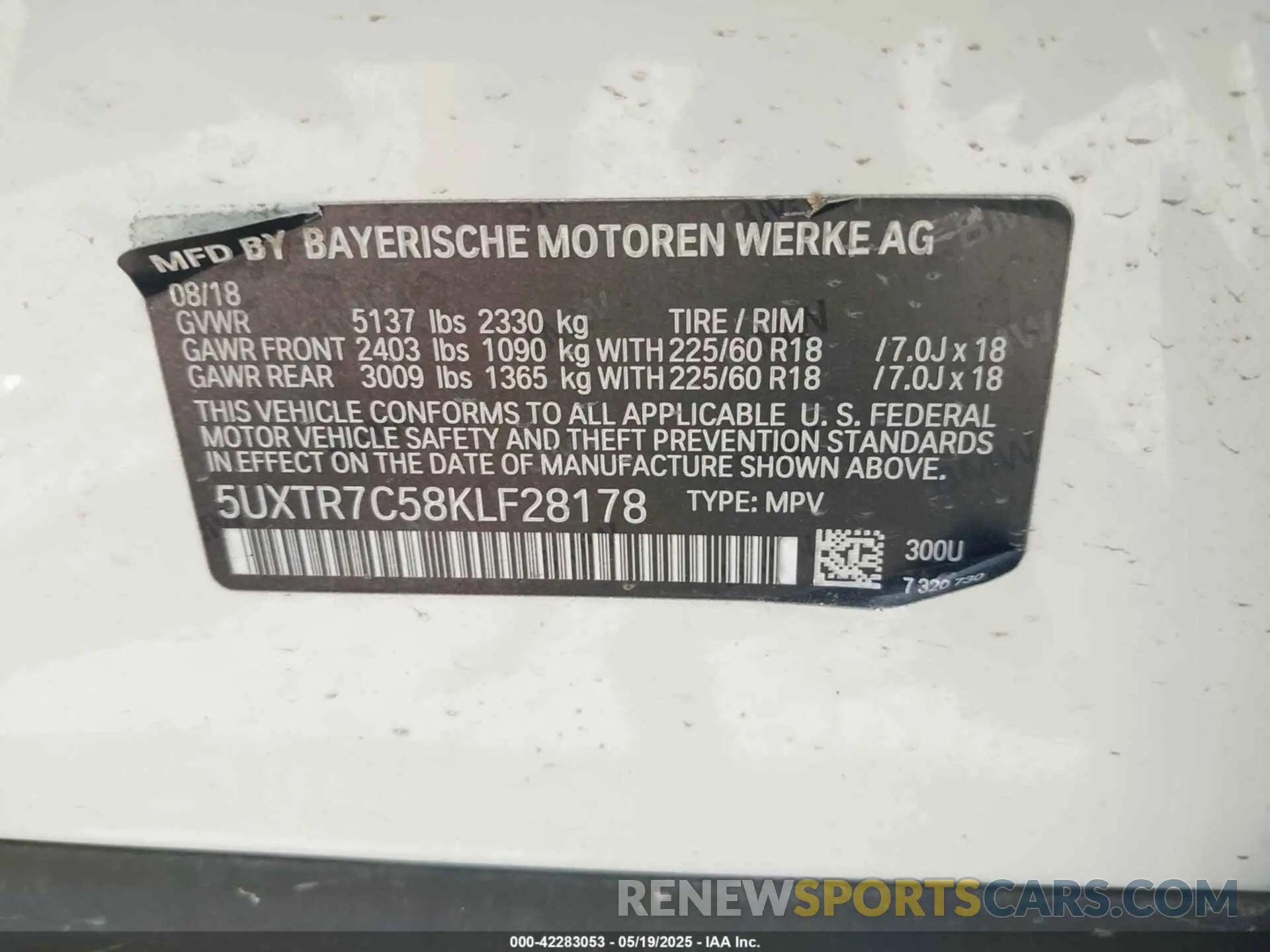 9 Фотография поврежденного автомобиля 5UXTR7C58KLF28178 BMW X3 2019