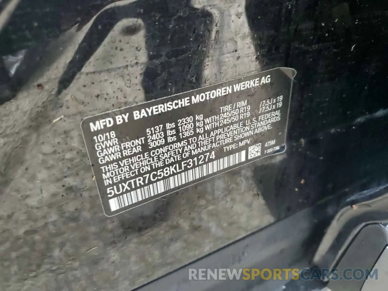 13 Фотография поврежденного автомобиля 5UXTR7C58KLF31274 BMW X3 2019