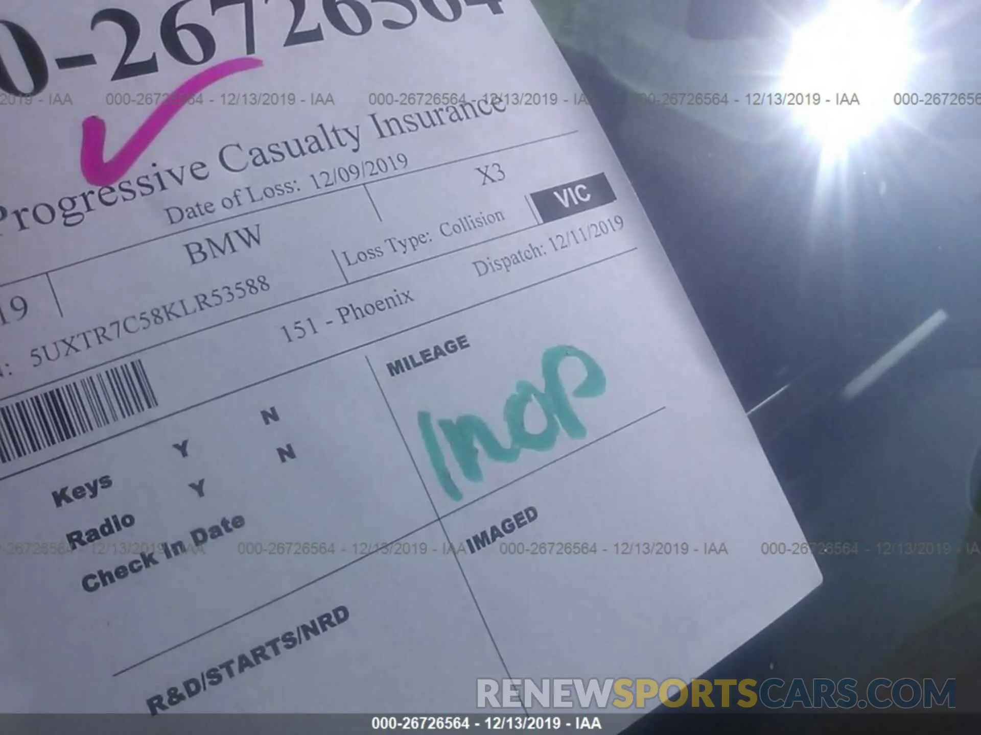 7 Photograph of a damaged car 5UXTR7C58KLR53588 BMW X3 2019