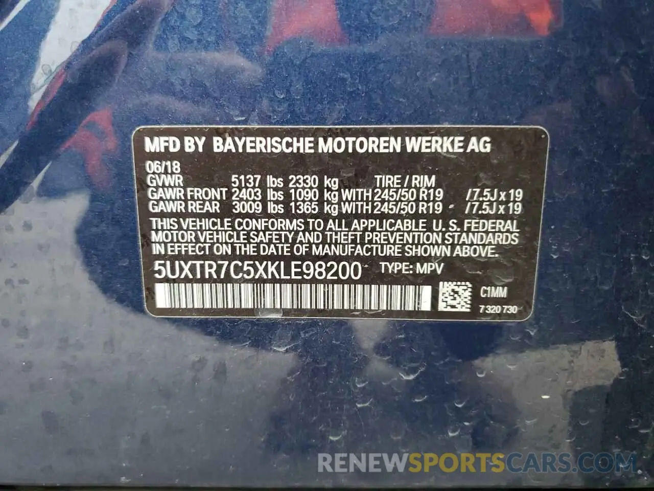 13 Фотография поврежденного автомобиля 5UXTR7C5XKLE98200 BMW X3 2019