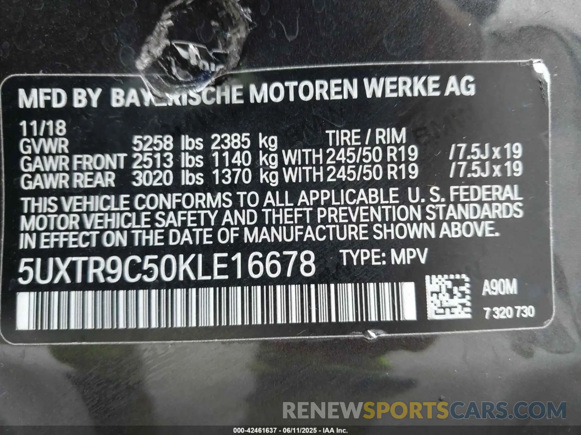 9 Фотография поврежденного автомобиля 5UXTR9C50KLE16678 BMW X3 2019