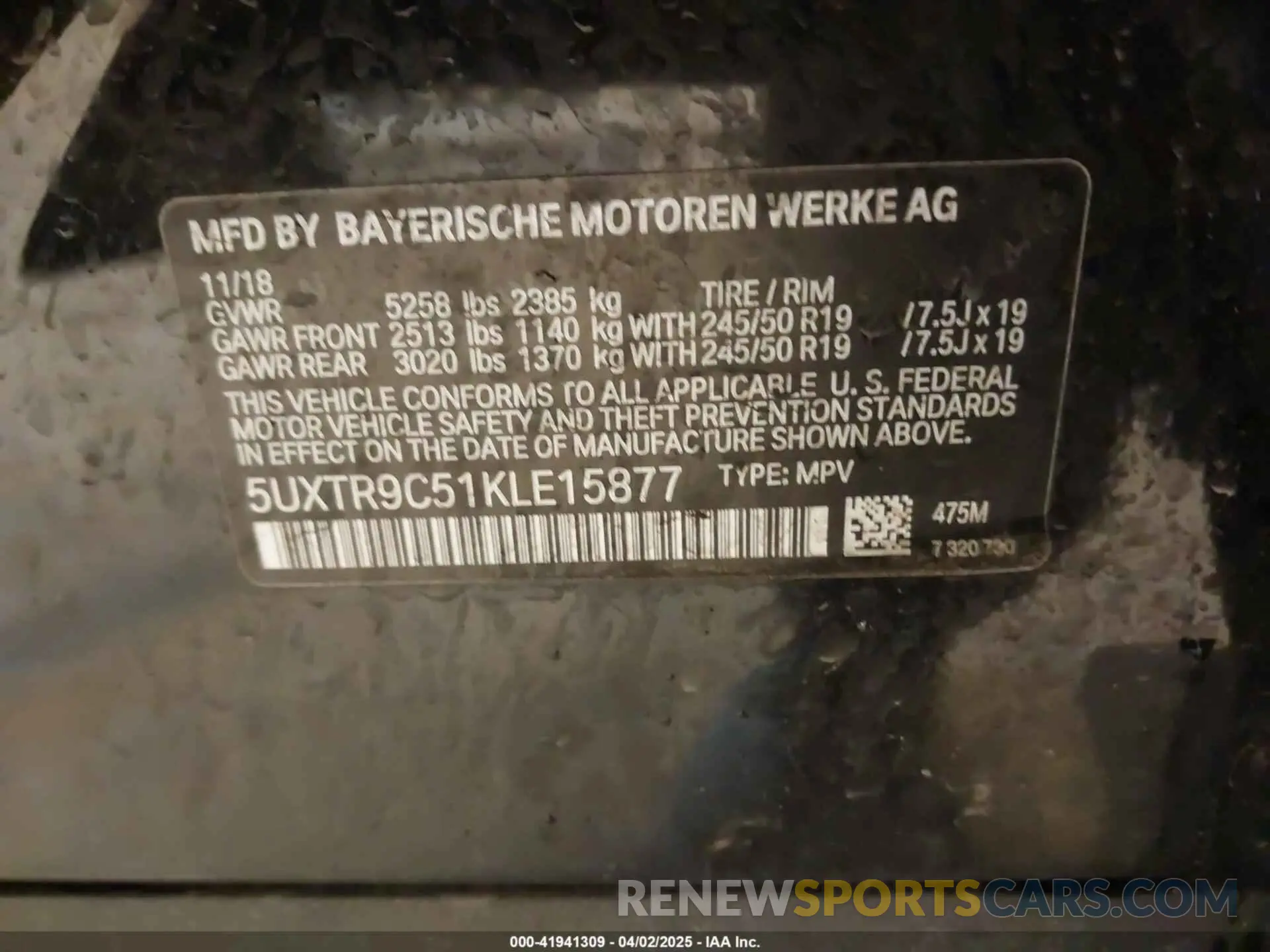 9 Фотография поврежденного автомобиля 5UXTR9C51KLE15877 BMW X3 2019