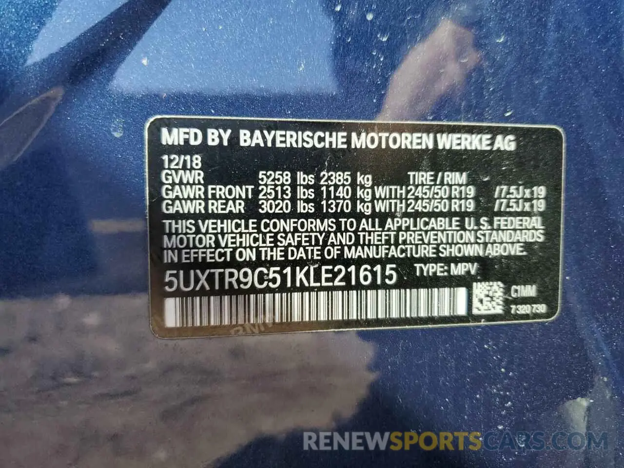 14 Фотография поврежденного автомобиля 5UXTR9C51KLE21615 BMW X3 2019