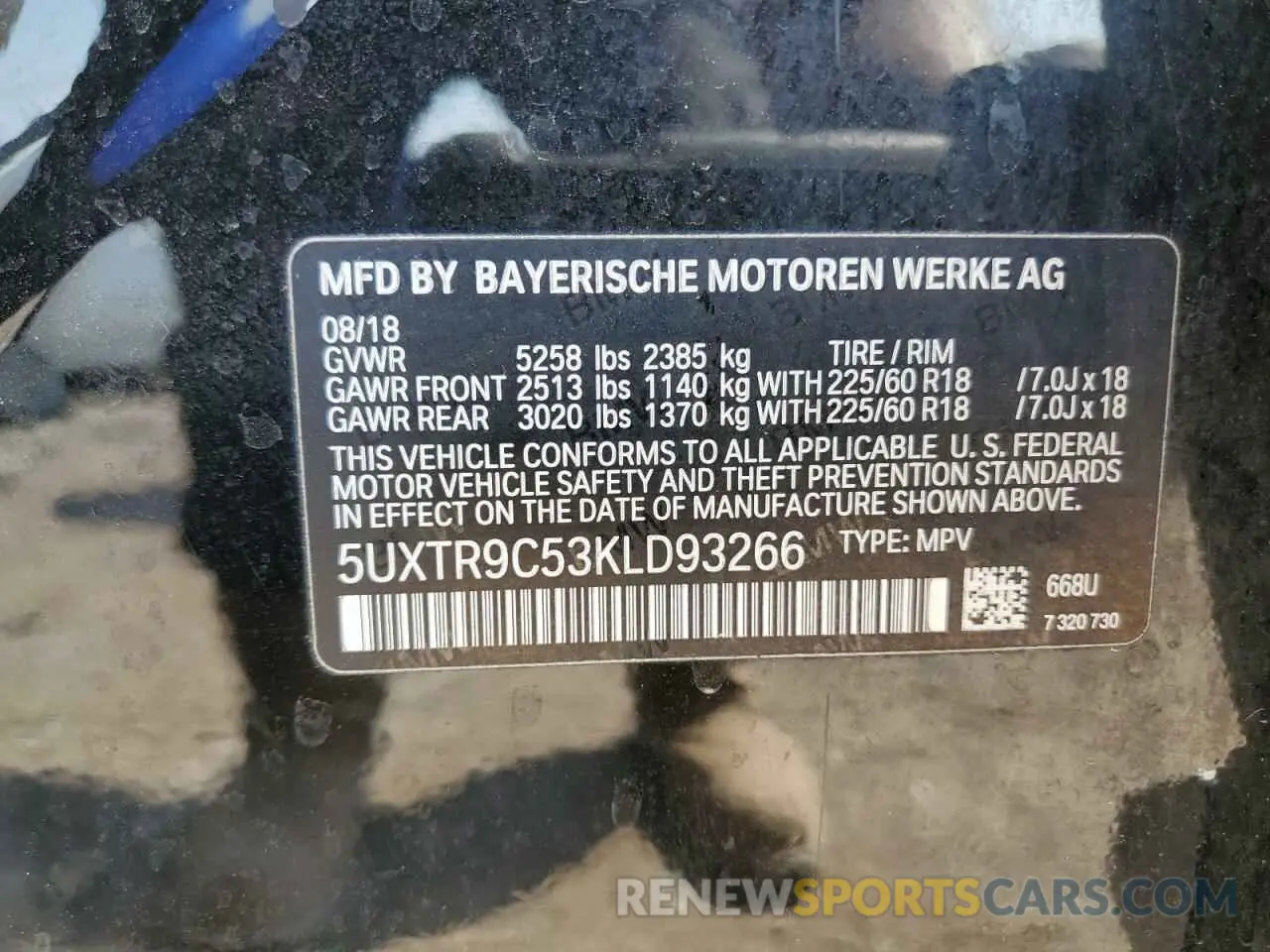 13 Photograph of a damaged car 5UXTR9C53KLD93266 BMW X3 2019