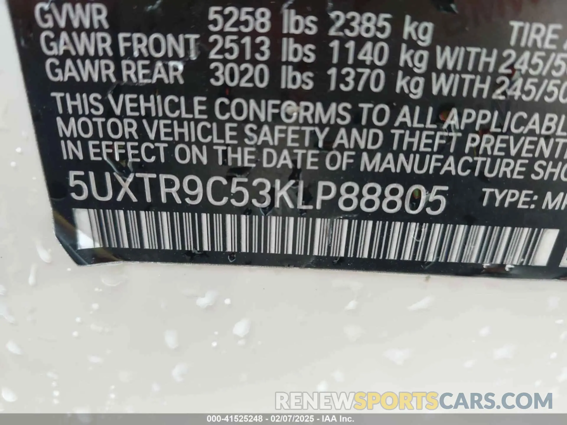 9 Фотография поврежденного автомобиля 5UXTR9C53KLP88805 BMW X3 2019