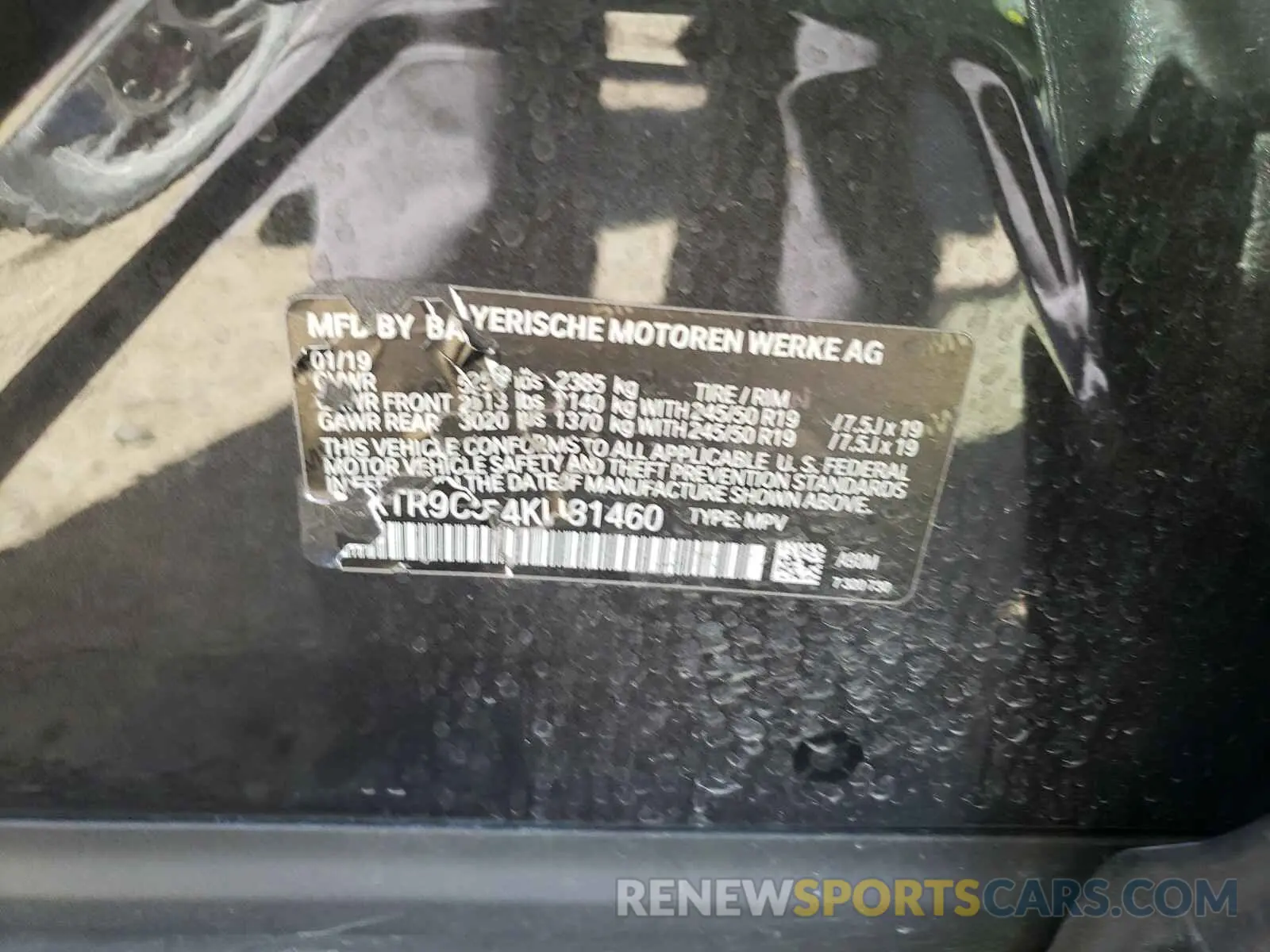 10 Photograph of a damaged car 5UXTR9C54KLP81460 BMW X3 2019