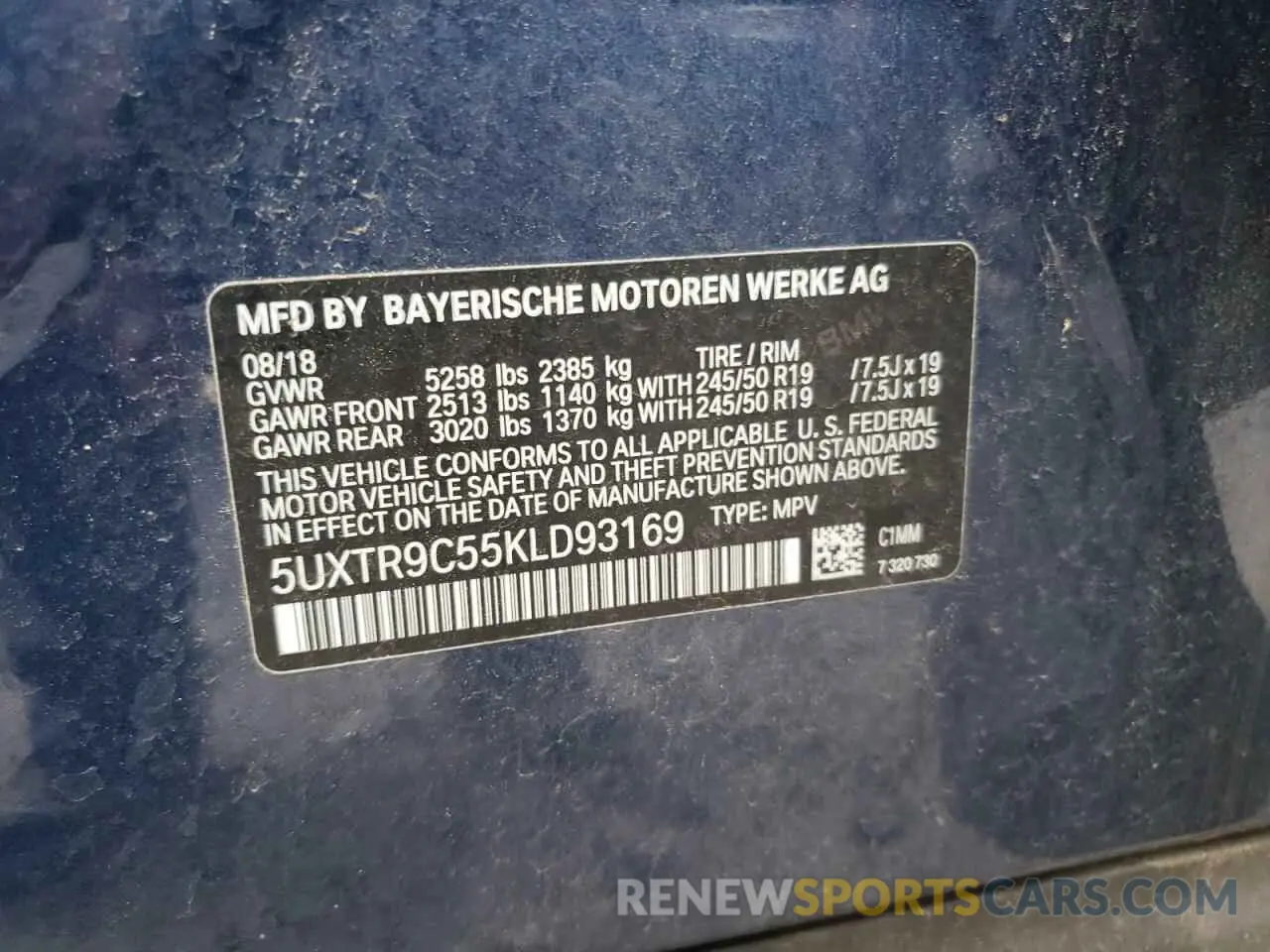 14 Photograph of a damaged car 5UXTR9C55KLD93169 BMW X3 2019