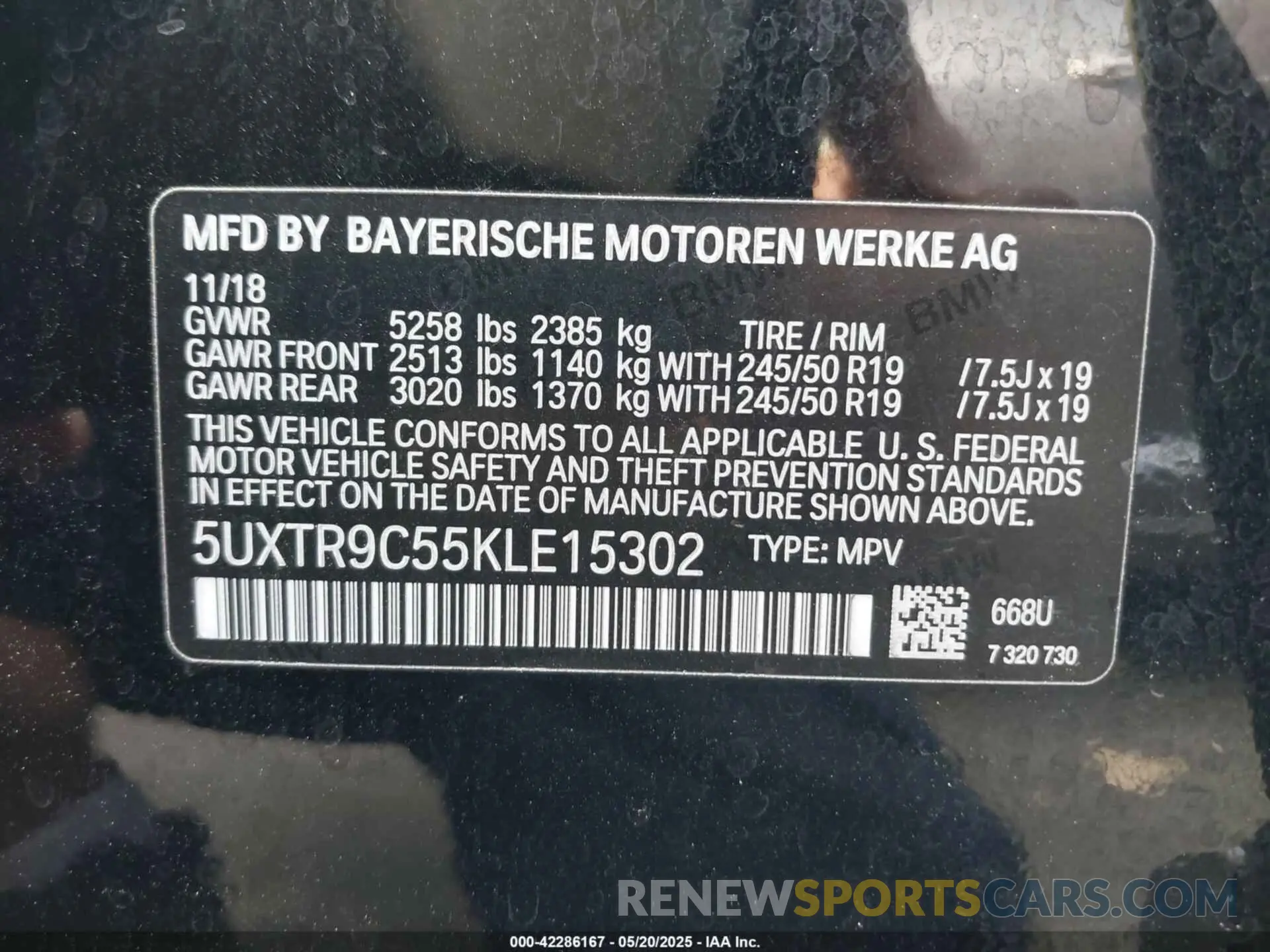 9 Фотография поврежденного автомобиля 5UXTR9C55KLE15302 BMW X3 2019