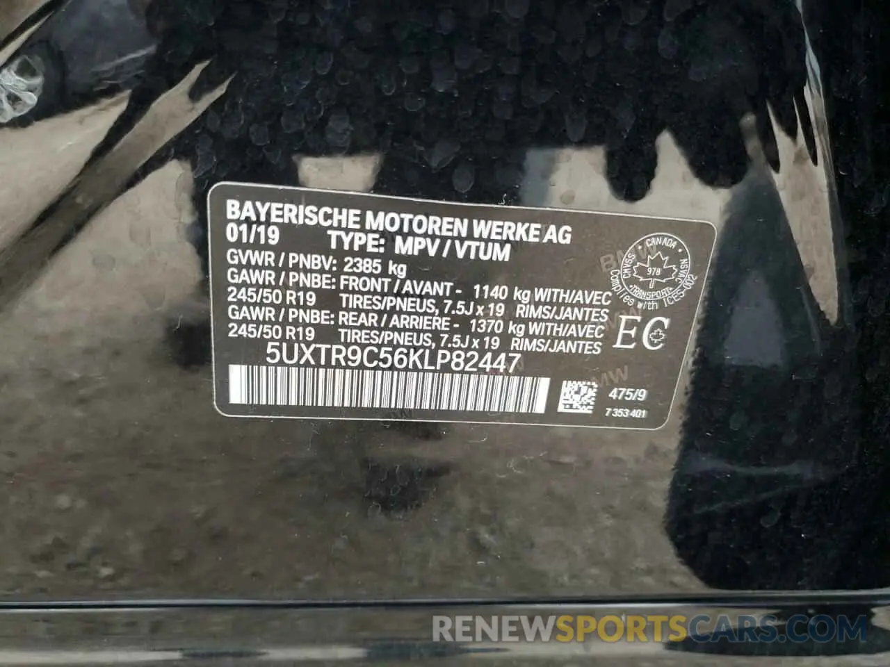 14 Photograph of a damaged car 5UXTR9C56KLP82447 BMW X3 2019