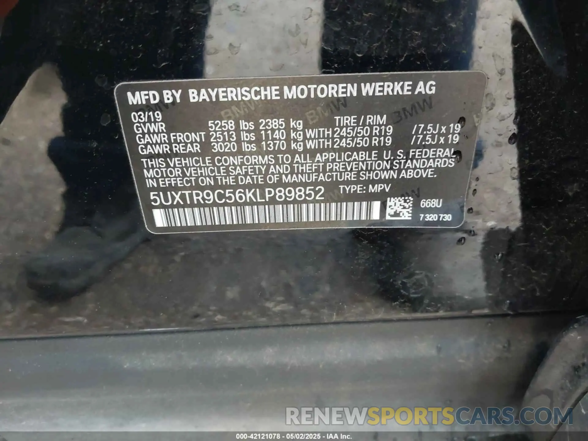 9 Фотография поврежденного автомобиля 5UXTR9C56KLP89852 BMW X3 2019