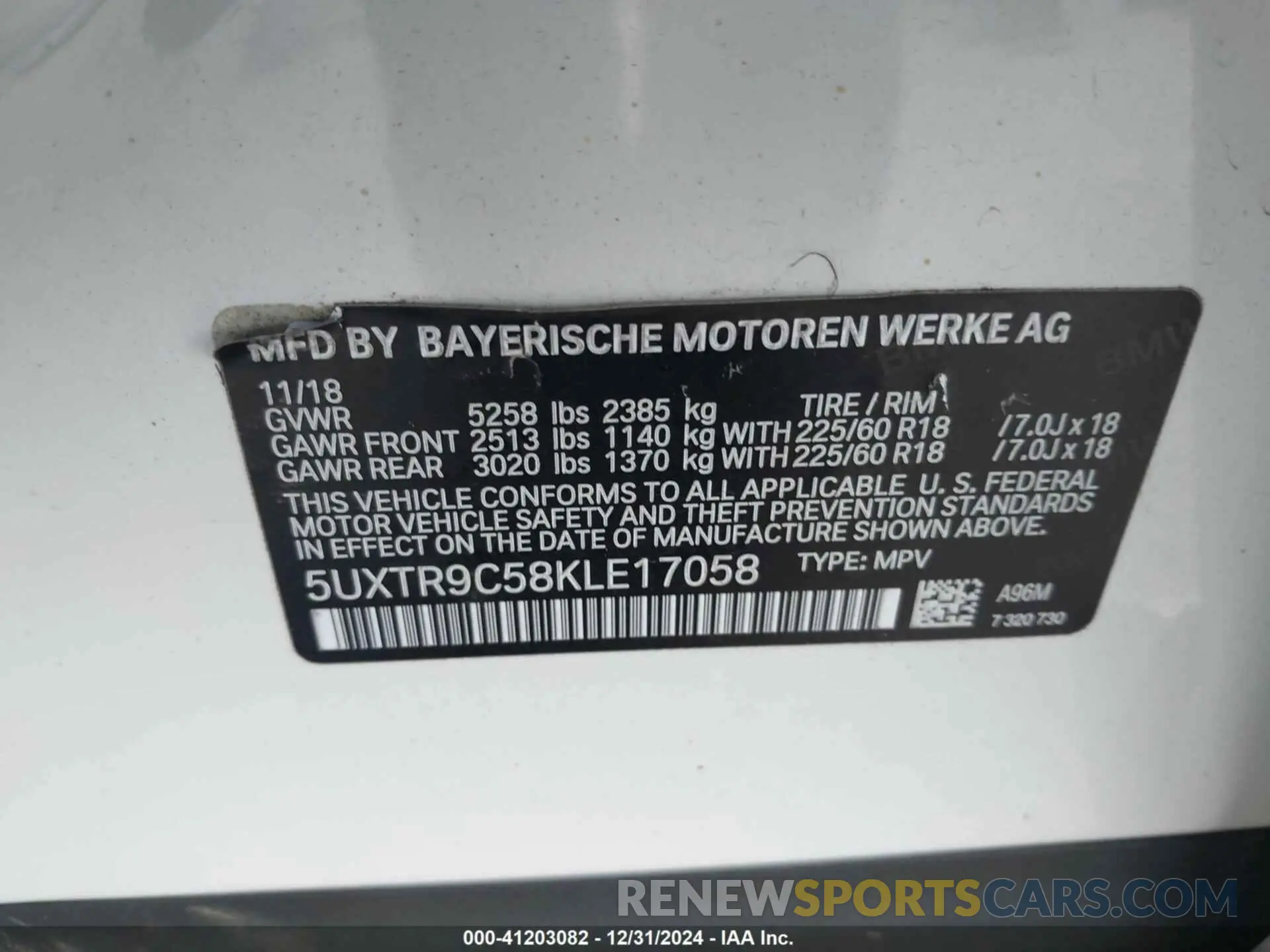 9 Фотография поврежденного автомобиля 5UXTR9C58KLE17058 BMW X3 2019