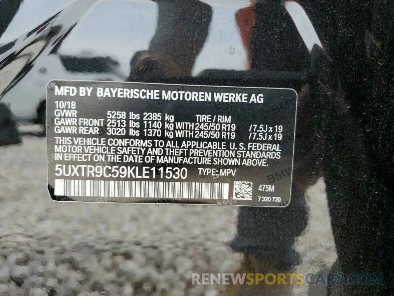 15 Photograph of a damaged car 5UXTR9C59KLE11530 BMW X3 2019