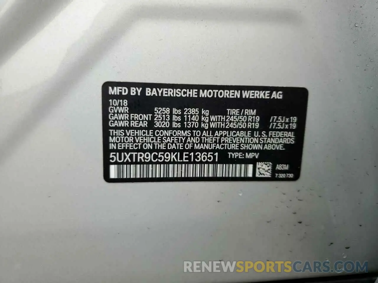 15 Photograph of a damaged car 5UXTR9C59KLE13651 BMW X3 2019
