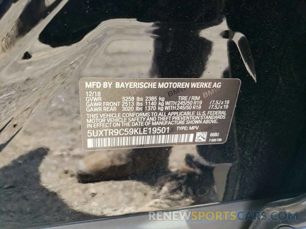 13 Фотография поврежденного автомобиля 5UXTR9C59KLE19501 BMW X3 2019