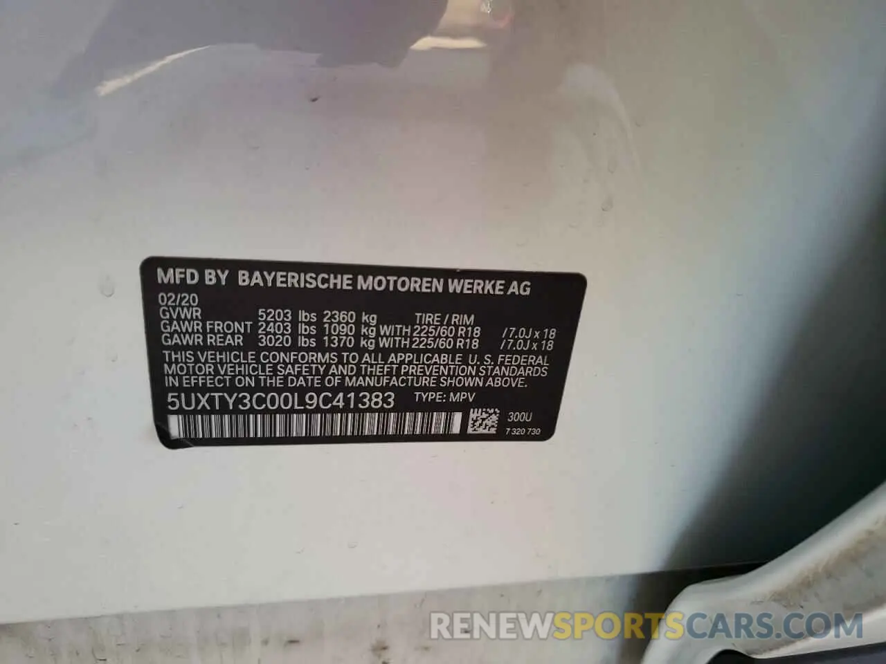 14 Фотография поврежденного автомобиля 5UXTY3C00L9C41383 BMW X3 2020