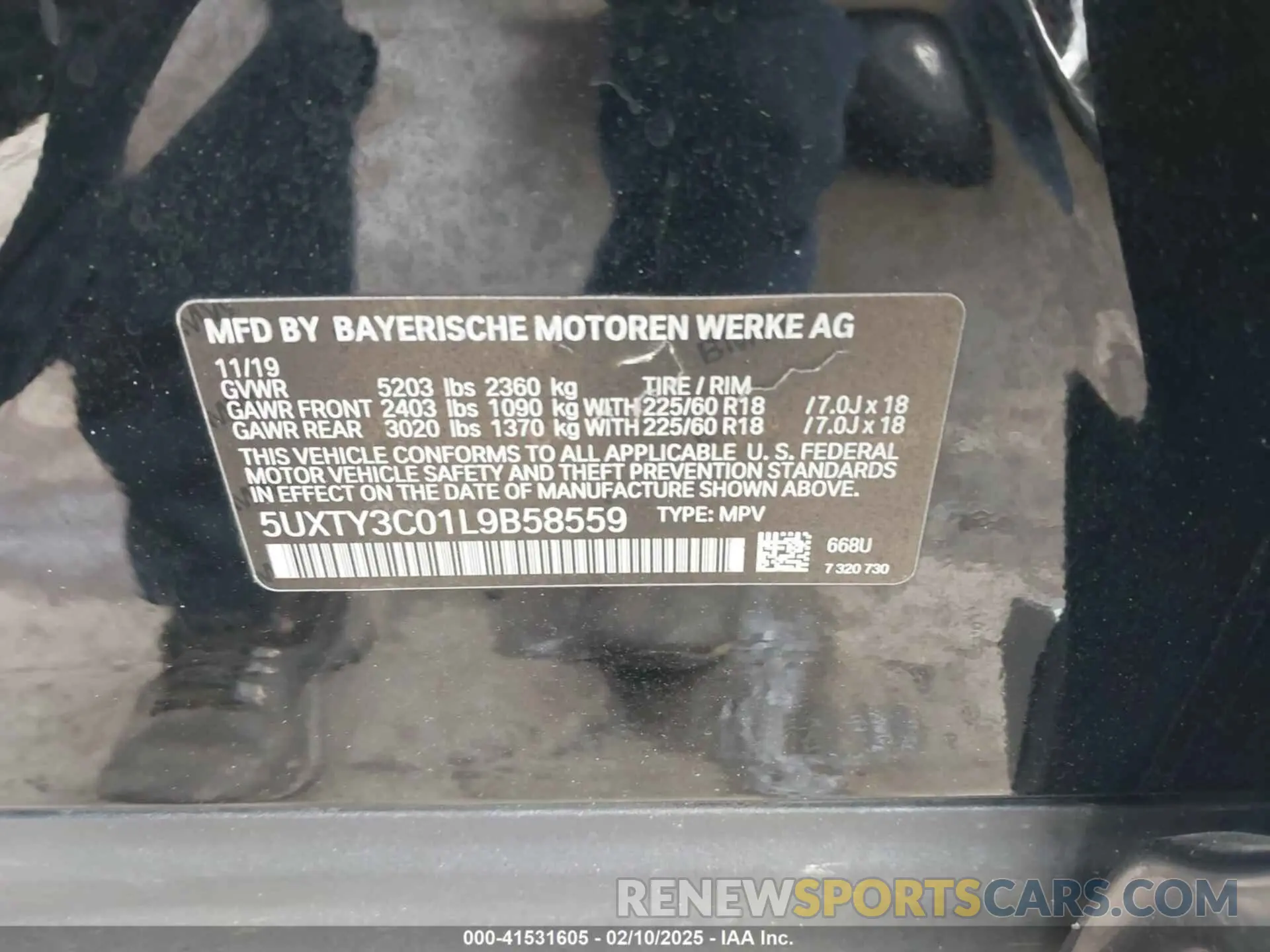 9 Фотография поврежденного автомобиля 5UXTY3C01L9B58559 BMW X3 2020