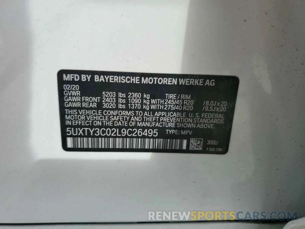 13 Фотография поврежденного автомобиля 5UXTY3C02L9C26495 BMW X3 2020
