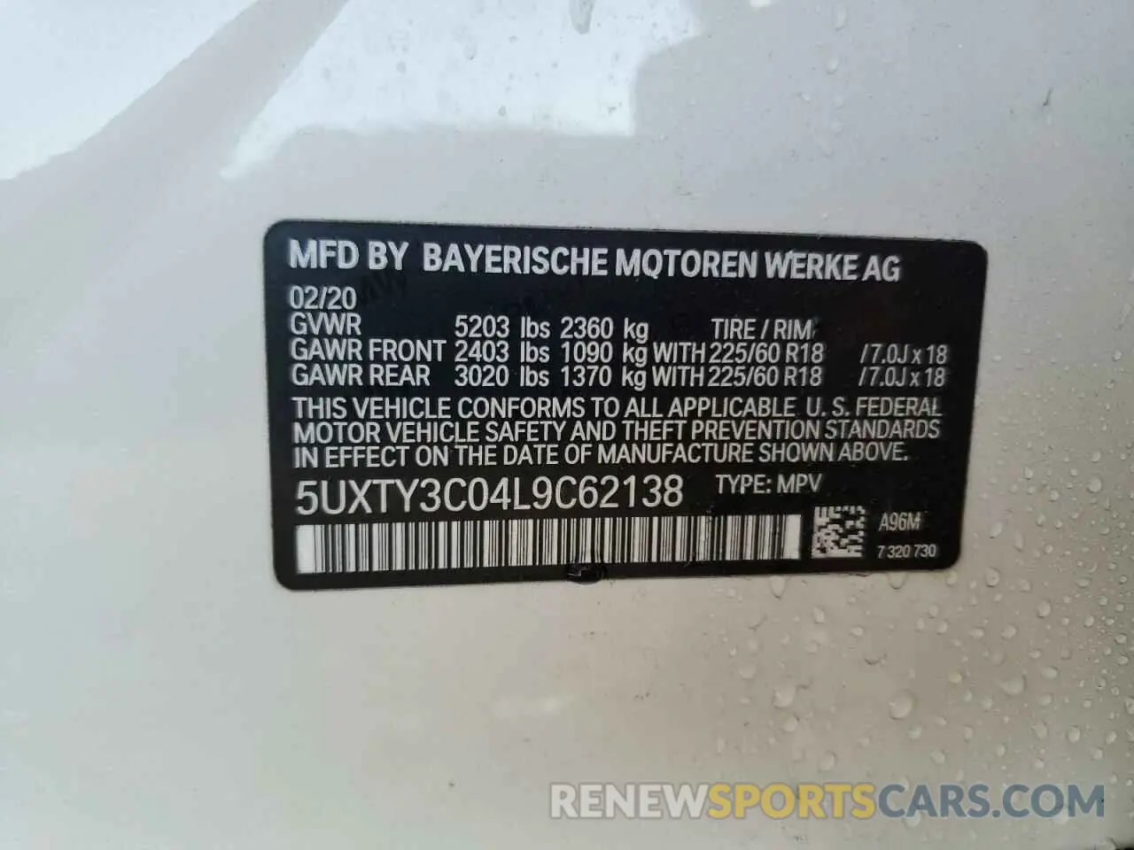 13 Фотография поврежденного автомобиля 5UXTY3C04L9C62138 BMW X3 2020