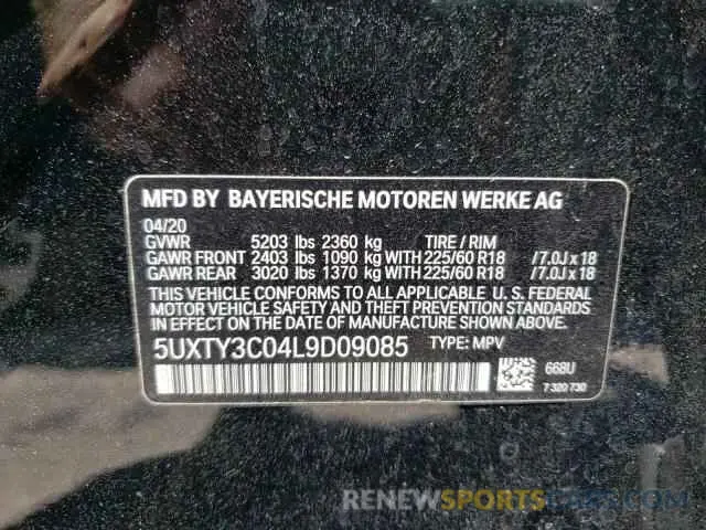 10 Photograph of a damaged car 5UXTY3C04L9D09085 BMW X3 2020