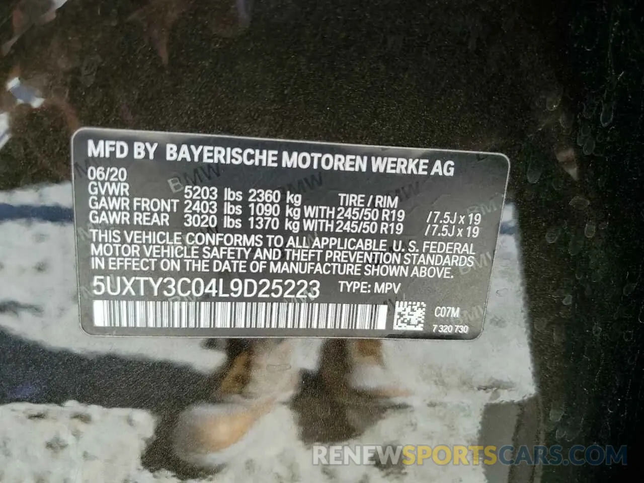 13 Photograph of a damaged car 5UXTY3C04L9D25223 BMW X3 2020